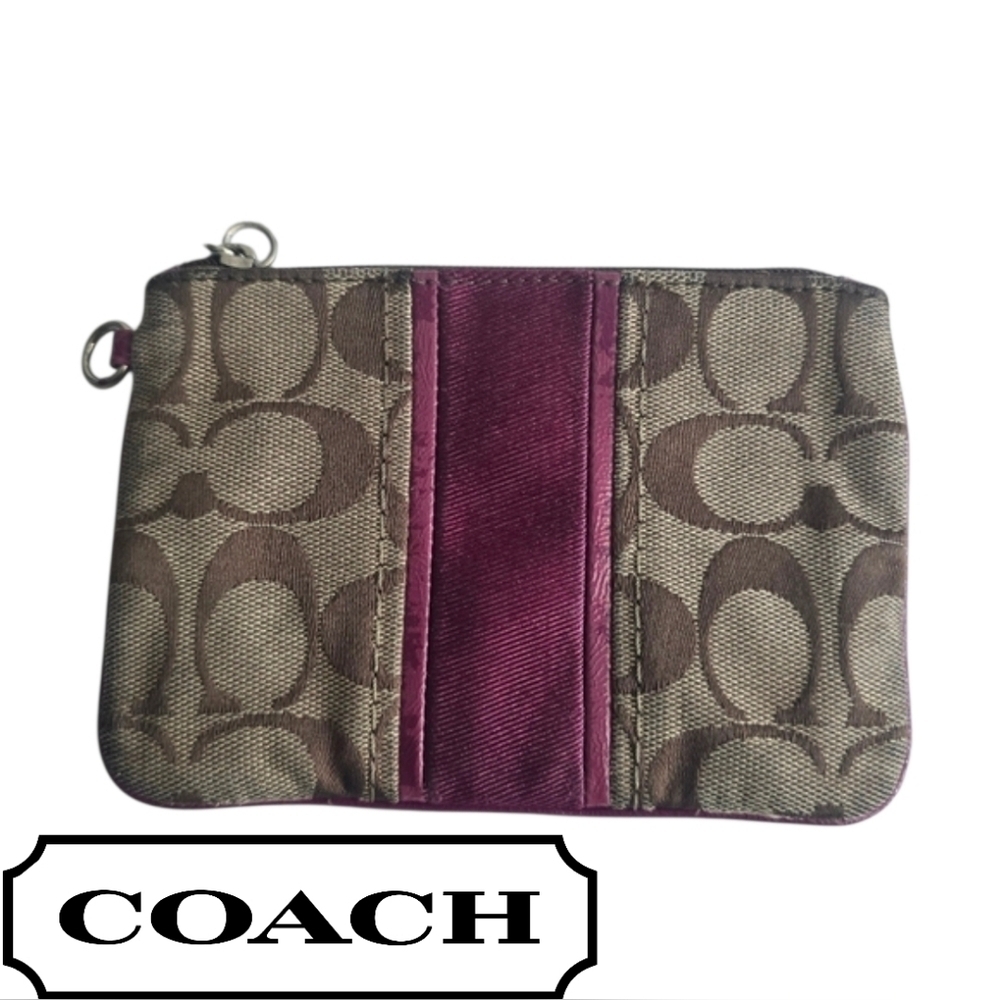 Coach Pink Purple and Tan Wristlet.